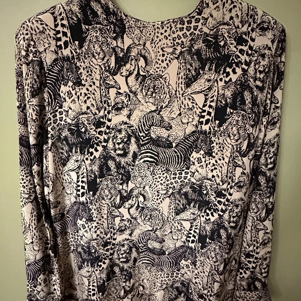 Doncaster Silks Safari Animal Print Silk Dress Sz 6 Midi‎ Zebra Giraffe Lion